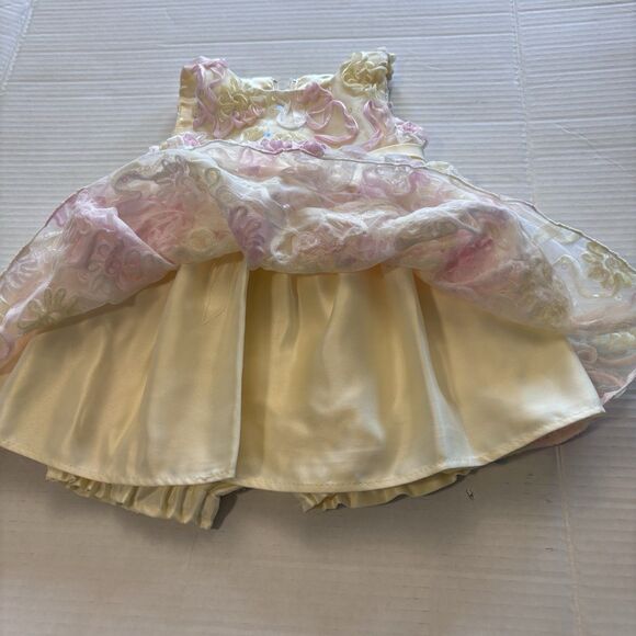American Princess Pink/Yellow Tulle Sequin Sleeveless Spring Dress size 12 M - Picture 3 of 6